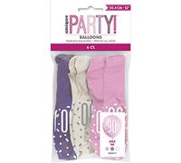 Vibrant 90th Glitz Petal Pink, Spring Lavender & White Latex Balloons (30cm) - Perfect for Birthday, Party Decor & More - 6ct