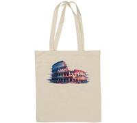 Vibrant Abstract Ancient Roman Amphitheater Natural Cotton Tote Bag White