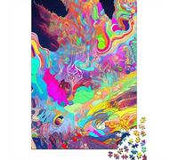 Vibrant Abstract Art 1000 Piece Recycled Board Psychedelic Fluid Design Puzzles for Adults Stress Relief Puzzle Home Decor Full Size Poster Premium Quality Zero-gap Fit 70x50cm/1000pcs