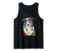Vibrant Abstract Border Collie Dog Colorful Art Sketch Tank Top