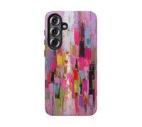 Vibrant Abstract Color Blocks with Gold Accents - Glossy Tough Case - Compatible with Samsung Galaxy S25 Plus