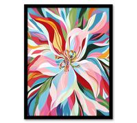 Vibrant Abstract Flower Graphic Design Colourful Framed Art Print Artery8 Multi W12 inch x H16 inch