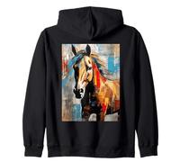 Vibrant Abstract Horse Art Equestrian Rider Design Zip Hoodie