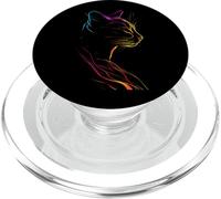 Vibrant Abstract Line Art Cat Feline Design PopSockets PopGrip for MagSafe