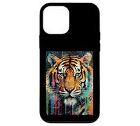 Vibrant Abstract Paint Splatter Tiger Face Art Case for iPhone 12 mini