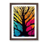 Vibrant Abstract Trees No.7 Framed Print | A2 Walnut Framed Wall Art | Ready to Hang | Abstract Floral Picture | Living Room Bedroom Lounge Office