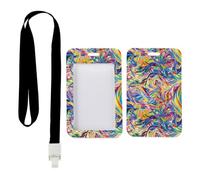Vibrant Abstract Wavy Paint Badge Holder with Black Lanyard, Badge Holders, Vertical ID Cards Protector for Doctor, Vertical Name Badges Protector for Women, Nurse Accessories Nurse Accessories Work