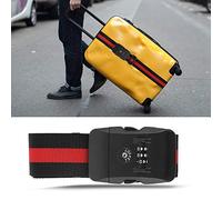 Vibrant Adjustable Luggage Strap with TSA Combination Lock - Colorful Cross Straps for Travel Suitcases, Secure Belt with PC Lock & PP Webbing (Colorful webbing) (Black and red webbing)