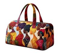 Vibrant African Women Art Quilted Duffle Bag Colorful Tribal Print Comfort Carry On Large Overnight Bag for Travel (16 x 8 x 8 inches)
