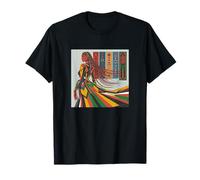 Vibrant Afrocentric Woman Braids Geometric Art T-Shirt