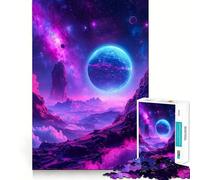 Vibrant Alien Planet Landscape with Nebula Jigsaw Puzzle 1000 Piece Creative Skill Toy Clean Cut Sturdy Components Travel-friendly Brain Game Gift (38x26cm)