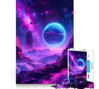 Vibrant Alien Planet Landscape with Nebula Jigsaw Puzzles1000 Pieces Recall Skill Fun Professional Grade Cutting Thoughtful Gift for Mind Activity (38x52cm)