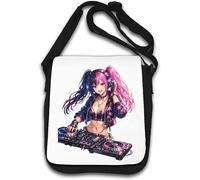 Vibrant Anime Female DJ Portrait Shoulder Bag White