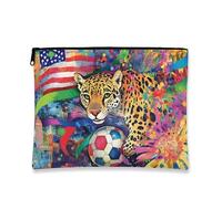 Vibrant Artistic Makeup Bag, Colorful Leopard Print Cosmetic Pouch for Women, Portable Canvas Zipper Organizer, Travel Toiletry Bag for Summer Adventures, Multicolor, 7x9 Inch, Animal