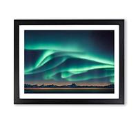 Vibrant Aurora Borealis Framed Print | A2 Black Framed Wall Art | Ready to Hang | Modern Landscape Picture | Living Room Bedroom Lounge Office