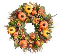 Vibrant Autumn Harvest Wreath - Realistic Berries & Pumpkins for Fall Festivals, Thanksgiving Doors & Seasonal Homes