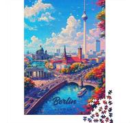 Vibrant Berlin Cityscape with Fernsehturm Jigsaw Puzzle 1000 Pieces, Metropolitan Building Scene, Premium Paper Puzzle, Screen-Free Fun for Travel Lovers, 52x38cm/1000pcs