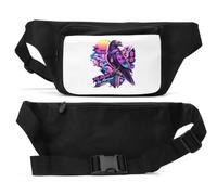 Vibrant Bird Soars Beyond Sunset Horizon Unisex Waist Bag Black