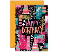 Vibrant Birthday Card for Family Friends - Abstact Party - Happy Birthday Card for Women Men Girls Boys Mum Dad Sister Brother Nan Grandad Auntie Uncle, A5 Classic Greeting Cards Gift