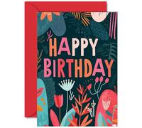 Vibrant Birthday Card for Family Friends, Abstract Floral