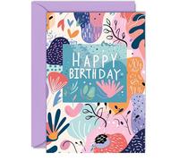 Vibrant Birthday Card for Family Friends - Abstract Pattern - Happy Birthday Card for Women Men Girls Boys Mum Dad Sister Brother Nan Grandad Auntie Uncle, 5x7 Inch Classic Greeting Cards Gift