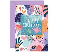 Vibrant Birthday Card for Family Friends - Abstract Pattern - Happy Birthday Card for Women Men Girls Boys Mum Dad Sister Brother Nan Grandad Auntie Uncle, A5 Classic Greeting Cards Gift