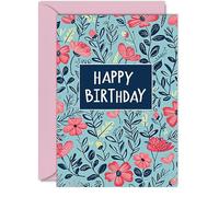 Vibrant Birthday Card for Family Friends - Floral Art - Happy Birthday Card for Women Men Girls Boys Mum Dad Sister Brother Nan Grandad Auntie Uncle, 5x7 Inch Classic Greeting Cards Gift