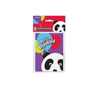 Vibrant Birthday Panda Invitations - 8.38" x 4.5" (8-Pack) - Stunning Multicolor Design & Premium Quality Cardstock, Perfect for Memorable Milestone Celebrations