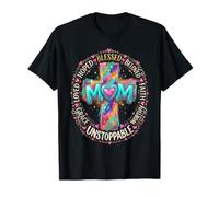 Vibrant Blessed Mom Cross Spiritual Affirmations T-Shirt