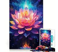 Vibrant Blooming Lotus Jigsaw Puzzle 1000 Piece Creative Skill Toy Clean Cut Sturdy Components Travel-friendly Brain Game Gift (38x26cm)