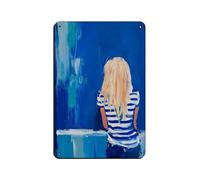 Vibrant Blue Abstract Blond Girl Retro Poster Metal Tin Sign Chic Art Retro Iron Painting Bar People Cave Cafe Family Garage Poster Wall Decoration 8x12inch(20x30cm)