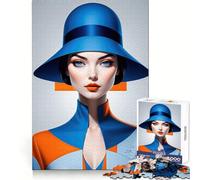 Vibrant Blue Bauhaus Lady Jigsaw Puzzles 1000 Pieces for Teenagers Thought Skill Casual Relaxation Flawless Fit (38x26cm)