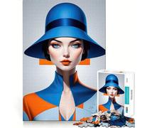 Vibrant Blue Bauhaus Lady Jigsaws for Adults1000 Pieces Brain Memory Game Fine Cut Premium Finishing Engaging Way to Pass Free Hours (38x52cm)