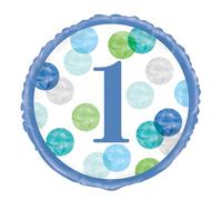 Vibrant Blue Dots 1st Birthday Round Foil Balloon (548cm) - Perfect for Baby's Milestone Celebration - 1 Pc