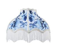 Happy Homewares Vibrant Blue Floral Handmade Victorian Lamp Shade With White Trims