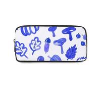 Vibrant Blue Foliage Pencil Case Large with Zip Up Boy Pencil Cases for School Pen Organiser Secondary School Secondary High College Sixth Form Stationery Gifts for Women Men