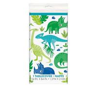 Vibrant Blue & Green Dinosaur Plastic Table Cover (137cm x 213cm) - Perfect for Kids' Parties & Themed Events - 1 Pc