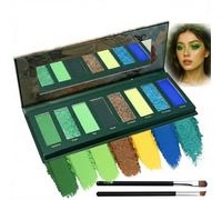Vibrant Blue Green Eyeshadow Palette with Metallic & Pearlescent Shimmers - Highly Pigmented, Long-Lasting, Waterproof Eye Makeup Palette with Mirror for Bold Creative Party Looks (Green)