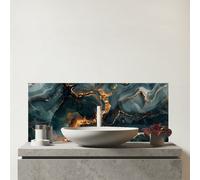 Warren Reed - Designer Vibrant Blue Marble Effect Glass Bathroom Splashback, Multi