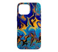 Vibrant Blue Orange Marble Swirl Psychedelic Abstract Art Case for iPhone 16 Pro Max