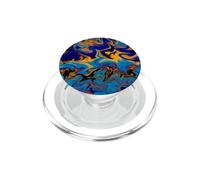 Vibrant Blue Orange Marble Swirl Psychedelic Abstract Art PopSockets PopGrip for MagSafe