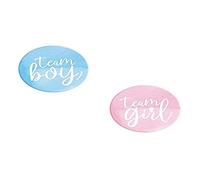 Unique Gender Reveal Buttons Vibrant Blue & Pink 13cm x 24cm Keepsake 10ct