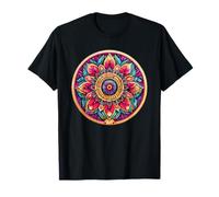 Vibrant Boho Floral Circular Sacred Geometry Pattern T-Shirt
