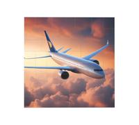 Vibrant Brick Puzzle Building Blocks for Creative Fun DIY Jigsaw Desk Decor Beautiful Sky Airplane Print