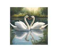 Vibrant Brick Puzzle Building Blocks for Creative Fun DIY Jigsaw Desk Decor Beautiful White Swans on The Lake Print