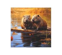 Vibrant Brick Puzzle Building Blocks for Creative Fun DIY Jigsaw Desk Decor Beaver working3 Print