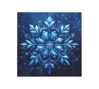 Vibrant Brick Puzzle Building Blocks for Creative Fun DIY Jigsaw Desk Decor Blue Christmas Snowflake Print