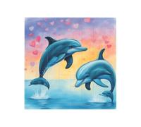 Vibrant Brick Puzzle Building Blocks for Creative Fun DIY Jigsaw Desk Decor Dolphins in Love Print