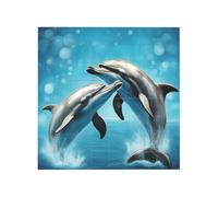 Vibrant Brick Puzzle Building Blocks for Creative Fun DIY Jigsaw Desk Decor Dolphins in Love Print