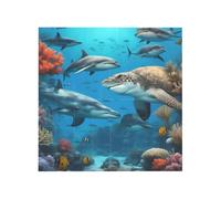 Vibrant Brick Puzzle Building Blocks for Creative Fun DIY Jigsaw Desk Decor Dolphins Sea Turtle Shark Print